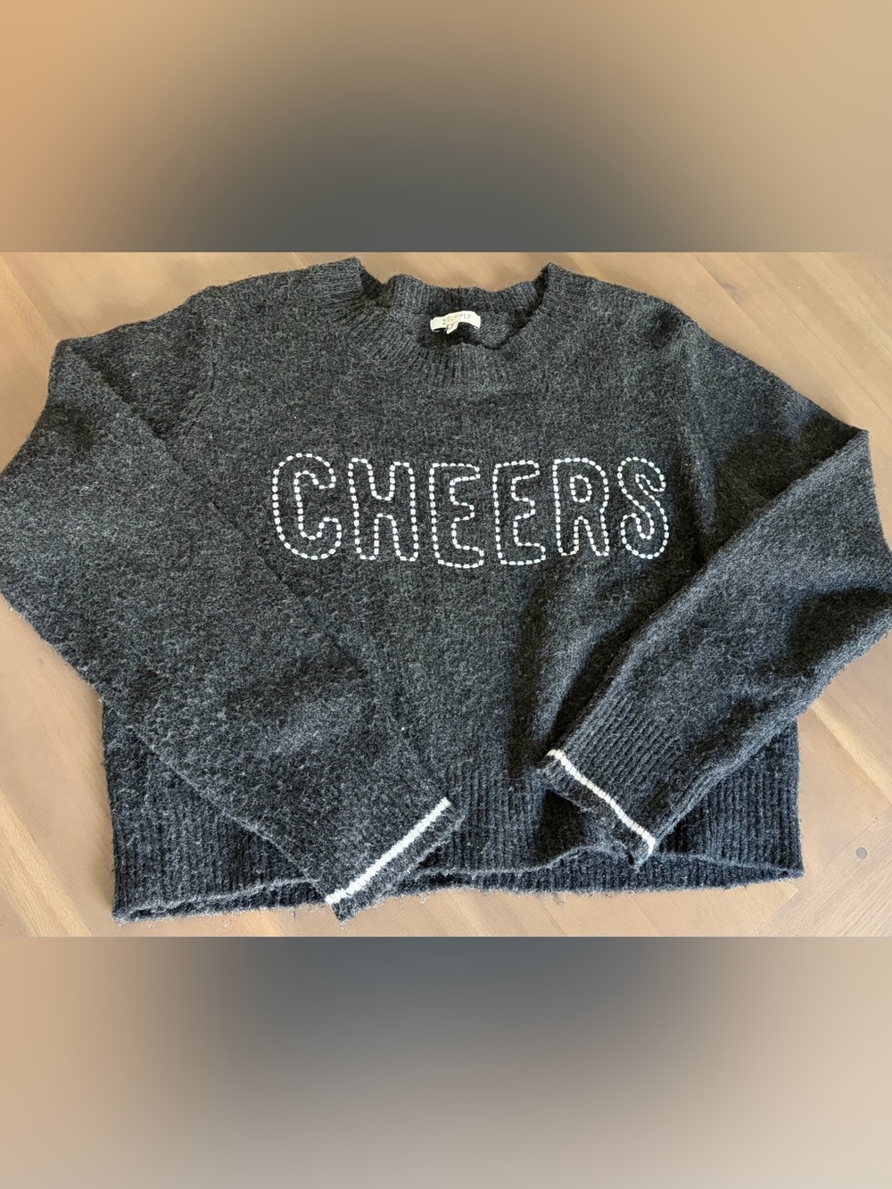 Z Supply Cozy 'CHEERS' Black Knit Sweater
